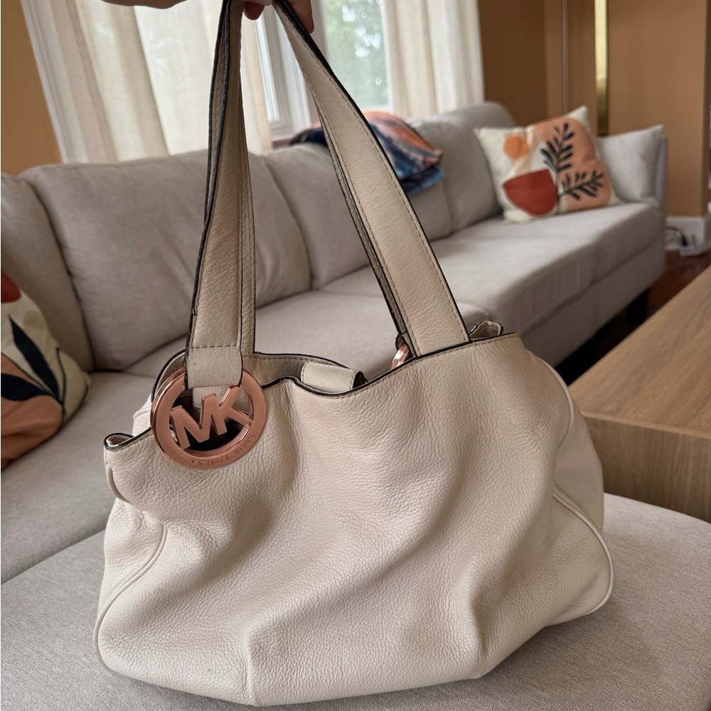 Michael Kors White Slouchy Shoulder Bag